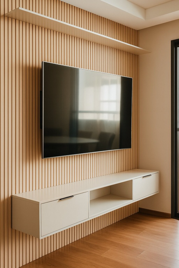Room with BTO slatted panels