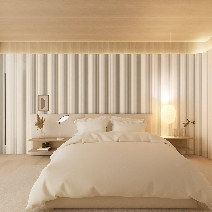 Room with BTO slatted panels